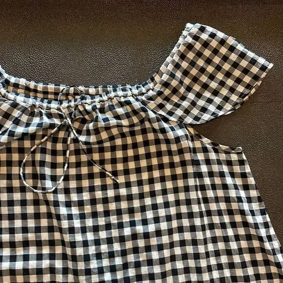 J.Crew Factory checkered Top cap sleeve size Small - Picture 7 of 7